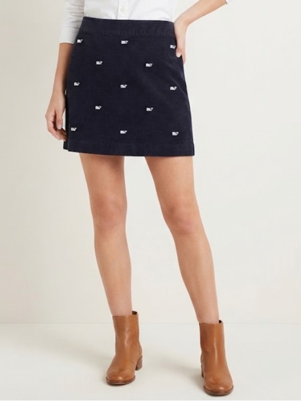 Vineyard Vines Whale Patch Logo Mini Corduroy Skirt Blue Preppy Nautical 8 NWT